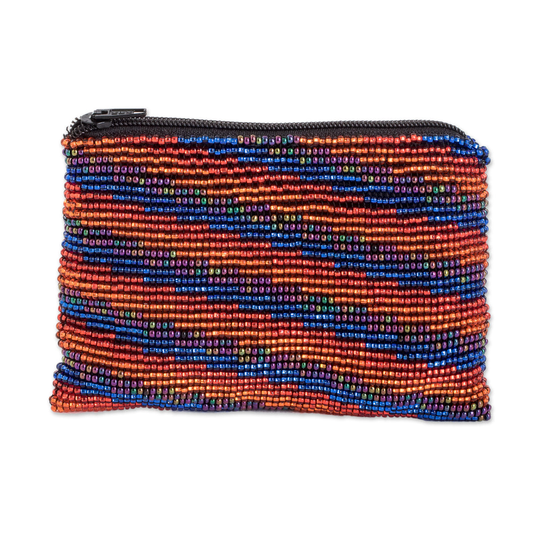 Striped Beaded Coin Purse Handcrafted in Guatemala - Sparkling Stripes