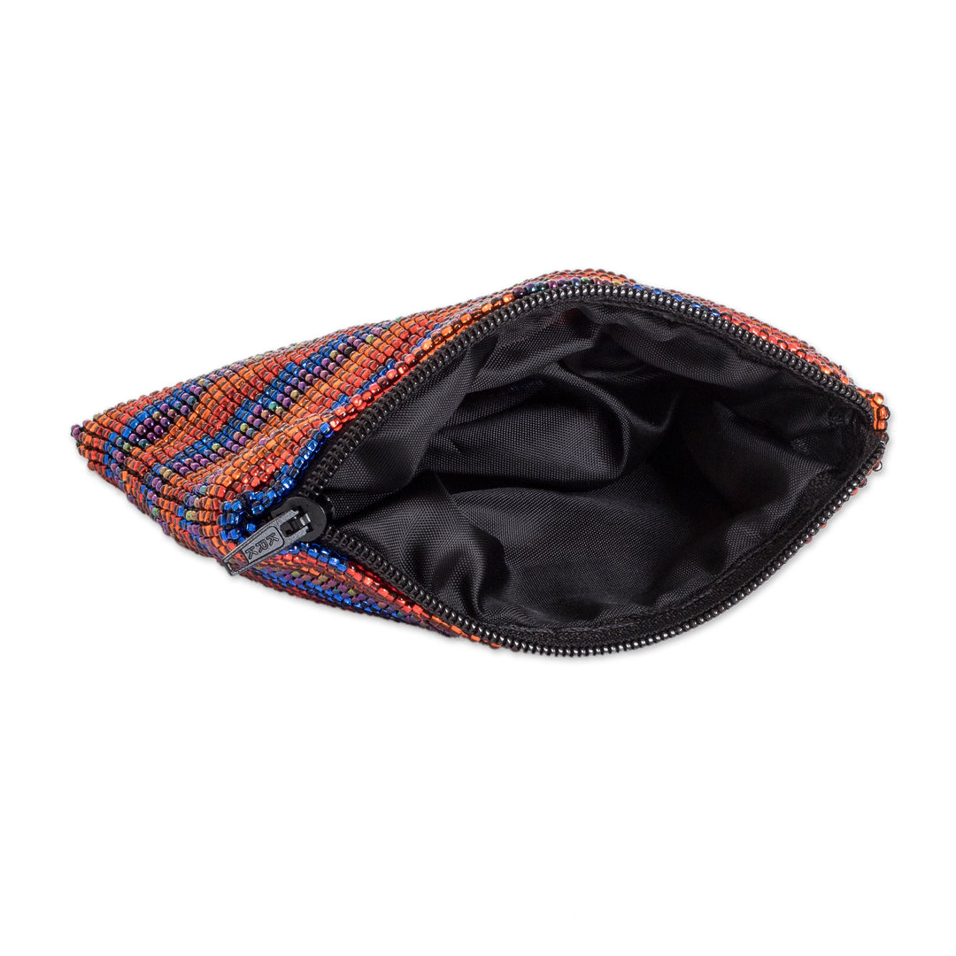 Striped Beaded Coin Purse Handcrafted in Guatemala - Sparkling Stripes