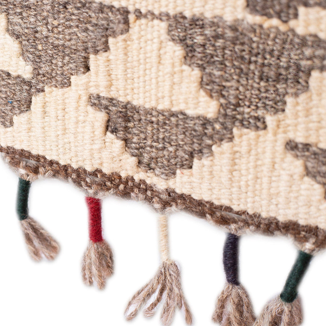 Handwoven Geometric Wool Area Rug in Ivory (2.5x4) - Uzbekistan Majesty