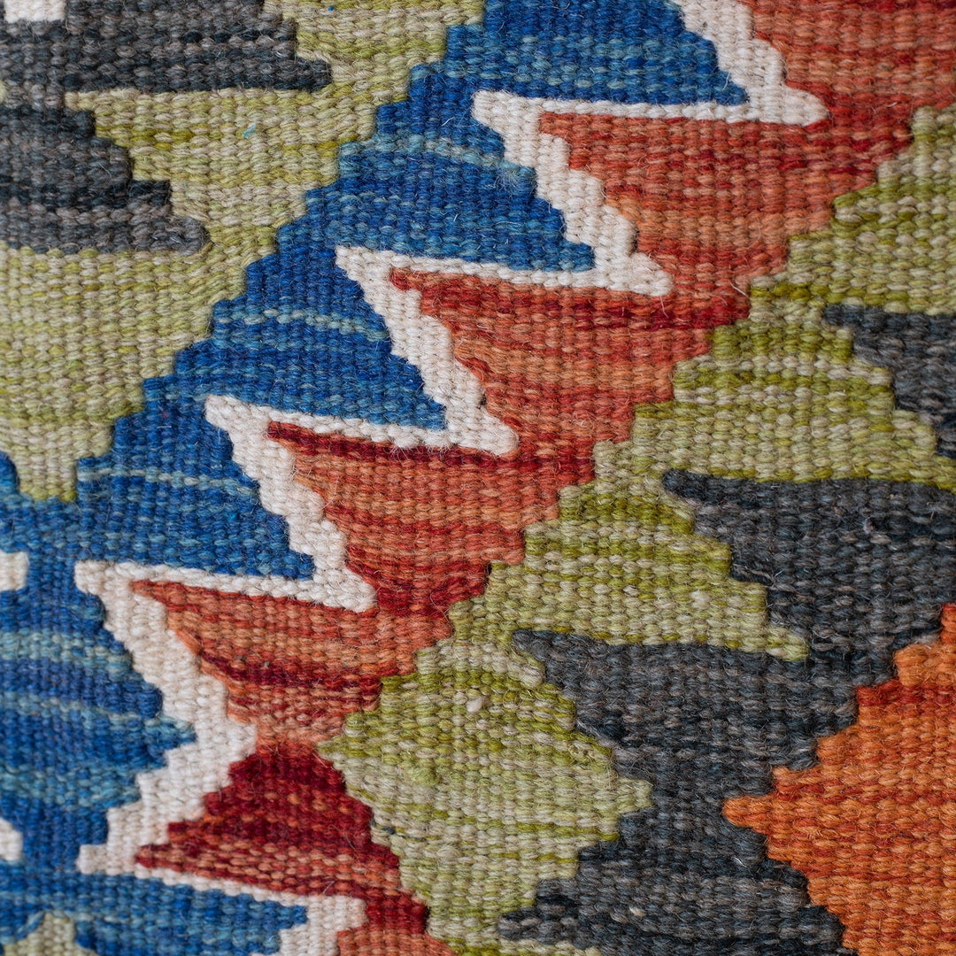 Handwoven Geometric Wool Area Rug from Uzbekistan (3x4) - Luxurious Geometry