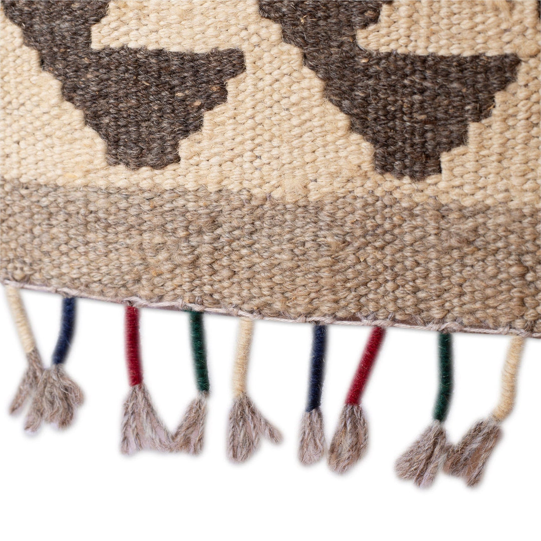 Handwoven Geometric Wool Area Rug in Brown and Black (3x5) - Sepia Elegance