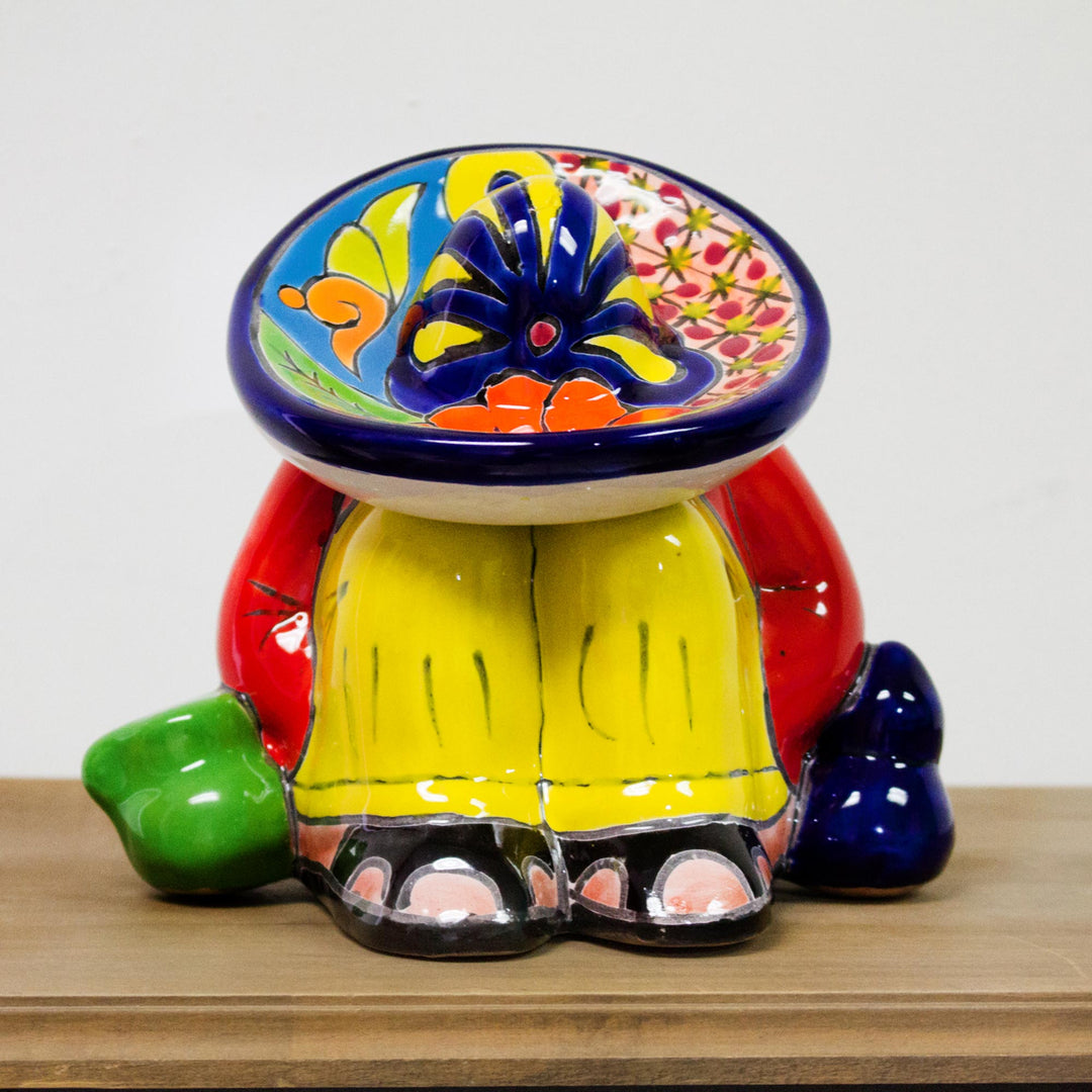 Talavera-Style Ceramic Figurine Crafted in Mexico - Sombrero Slumber