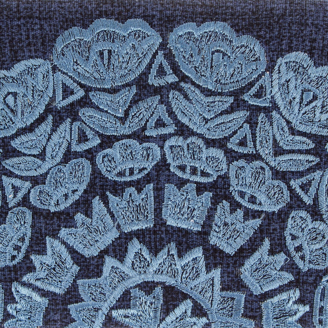 Midnight and Cerulean Silk-Embroidered Satin Clutch - Midnight Sunshine