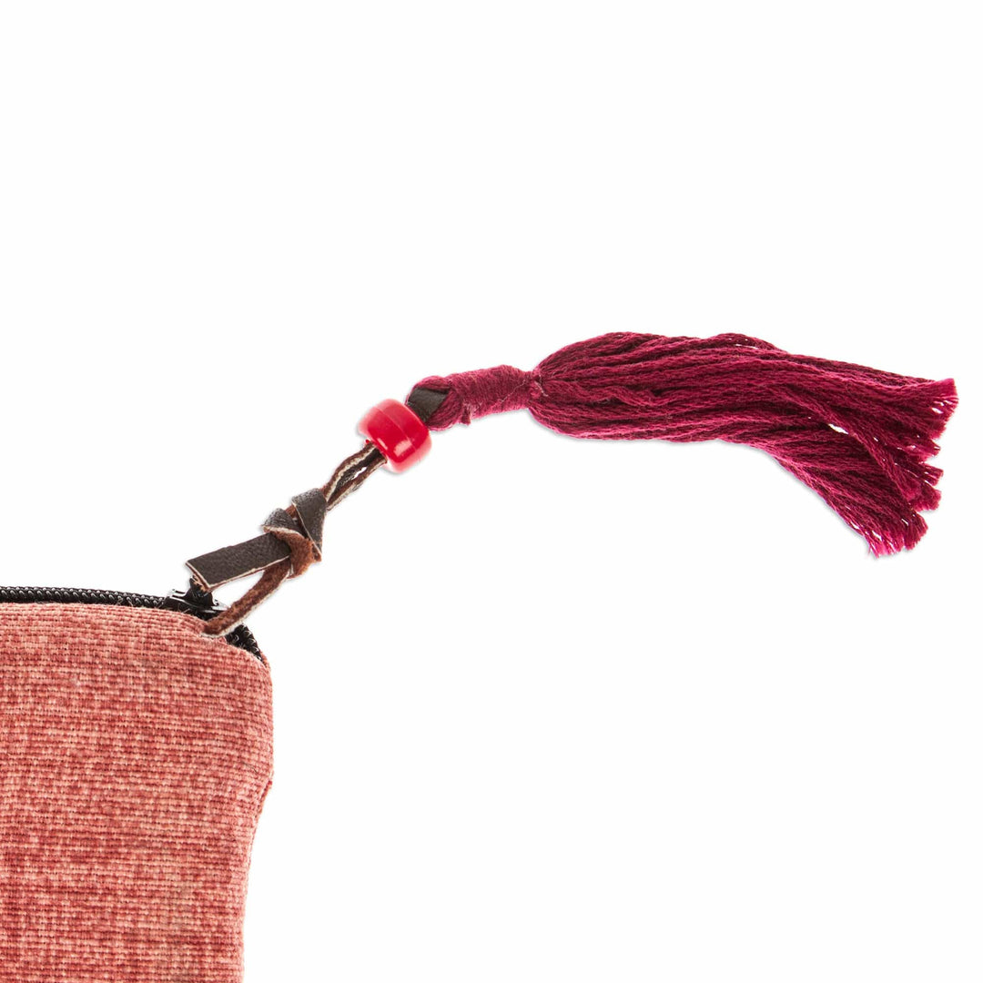 Sun-Themed Flamingo and Wine Silk-Embroidered Satin Clutch - Flamingo Sunshine