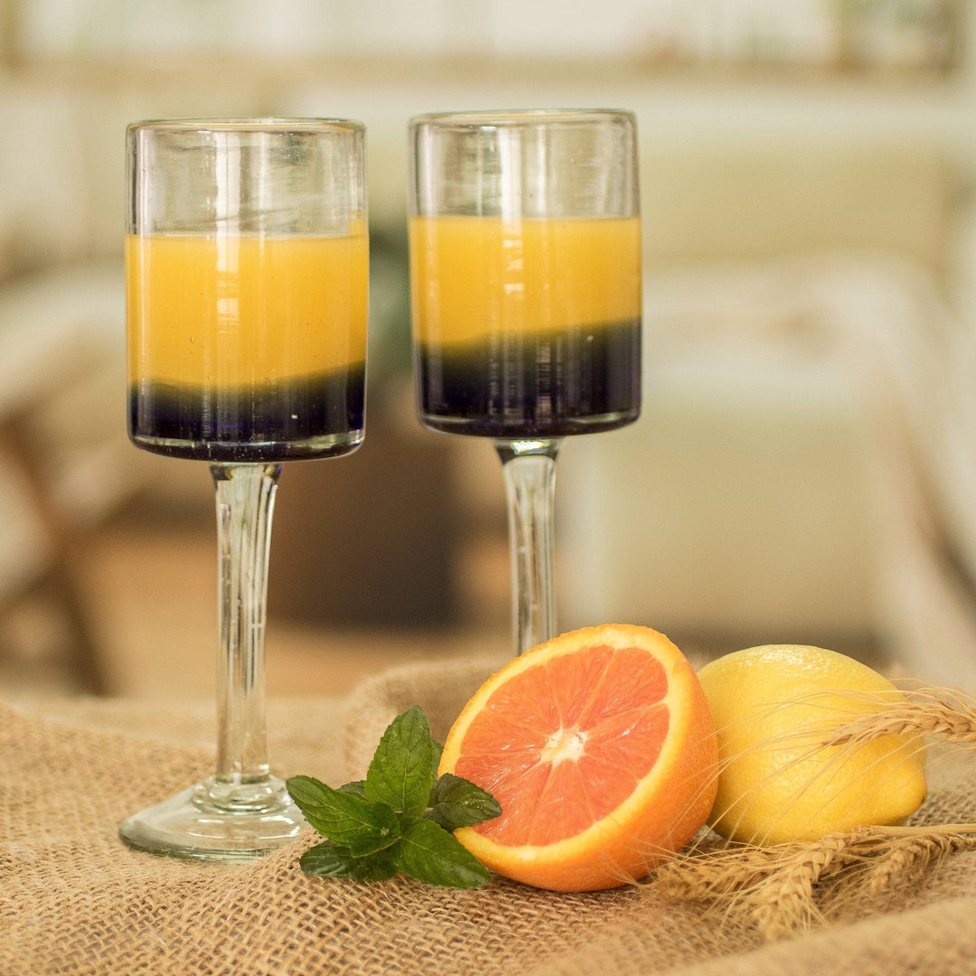 Set of 2 - Recycled Wine Glasses - Oceanic Depths