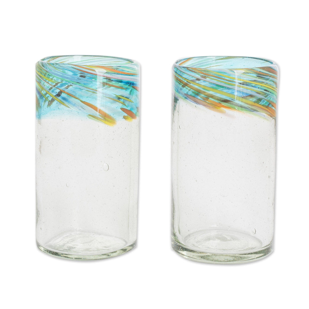 Set of 2 - Handblown Recycled Glass Drinkware - Aurora