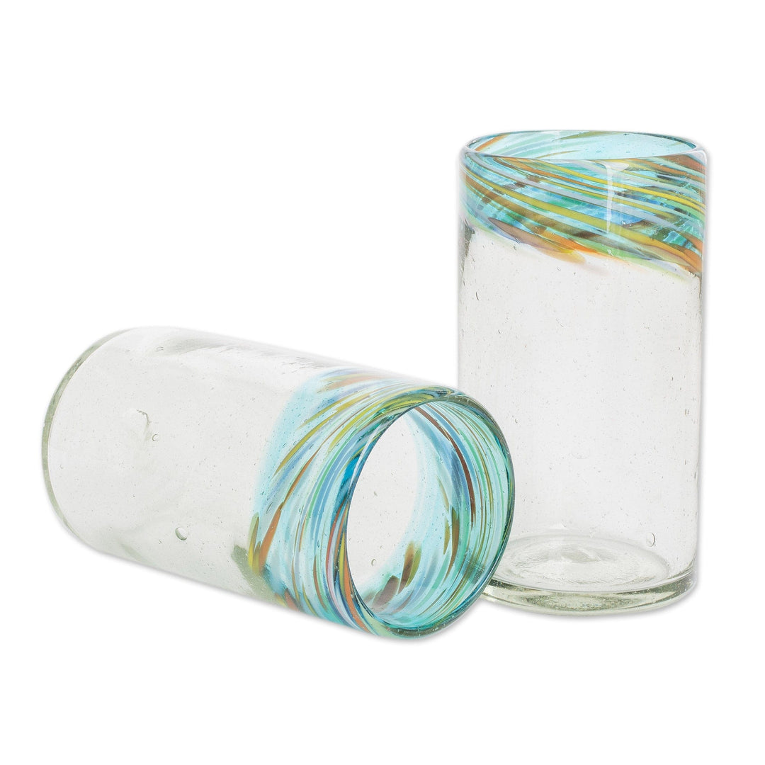 Set of 2 - Handblown Recycled Glass Drinkware - Aurora
