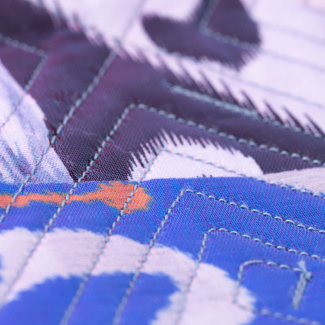 Blue-Toned Patchwork Ikat Tote Bag Crafted in Uzbekistan - Blue Traditions