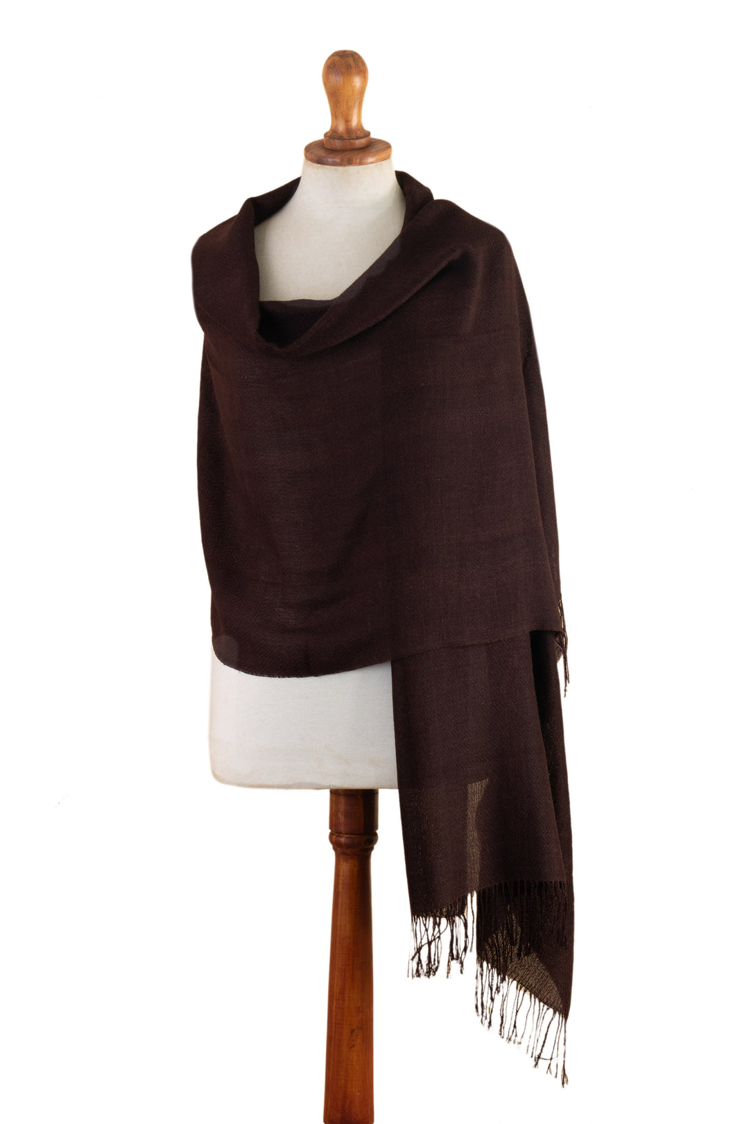 Burgundy Baby Alpaca Blend Fringed Shawl Hand-Woven in Peru - Cozy Flair