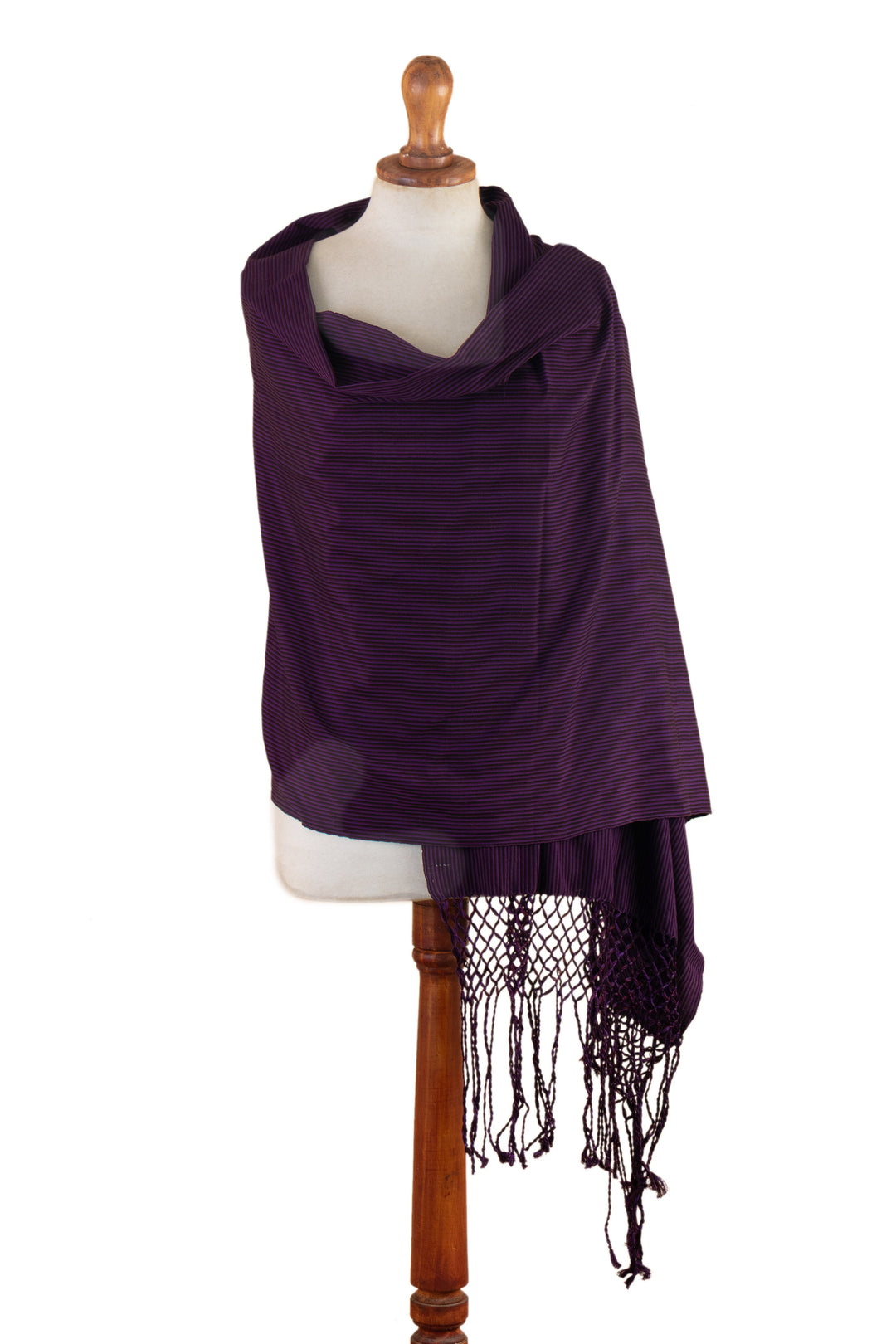 Handwoven Striped Purple Rayon Shawl from Peru - Style Lines
