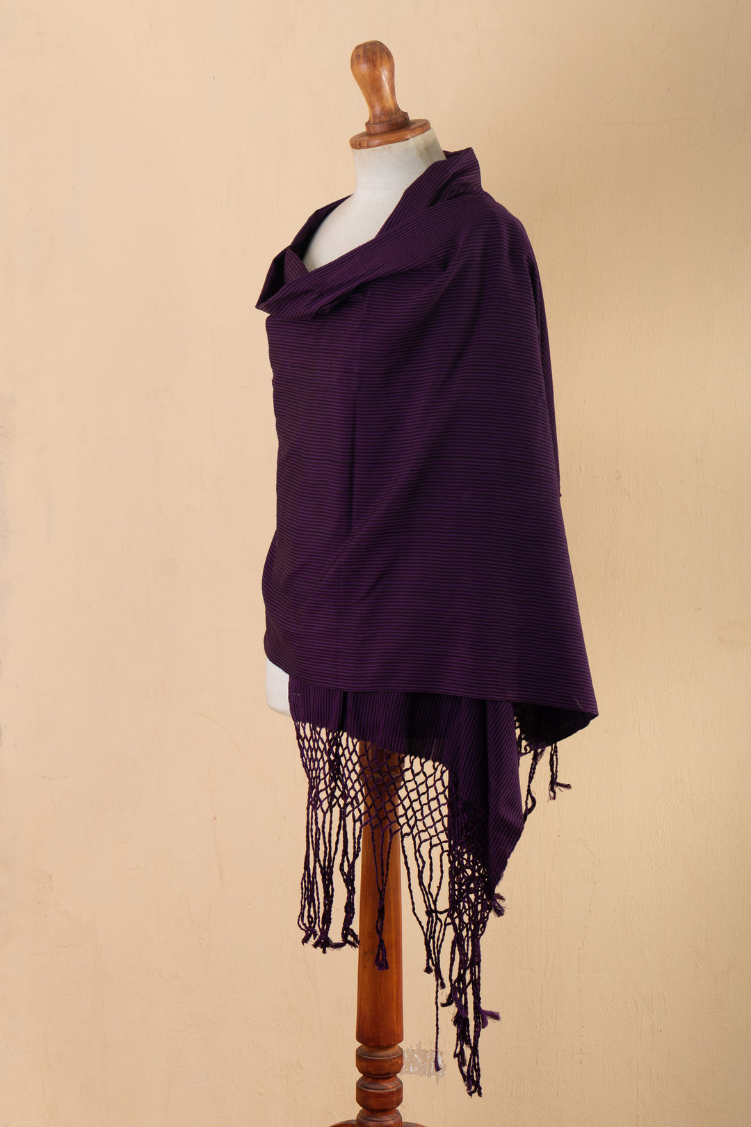 Handwoven Striped Purple Rayon Shawl from Peru - Style Lines