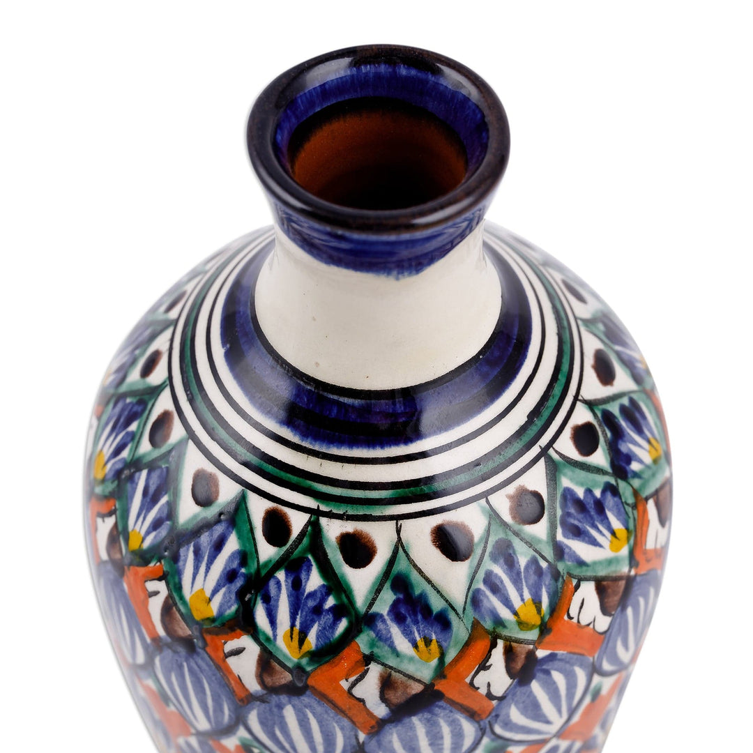 Hand-Painted Royal Blue Glazed Ceramic Vase from Uzbekistan - Royal Blue Luxury