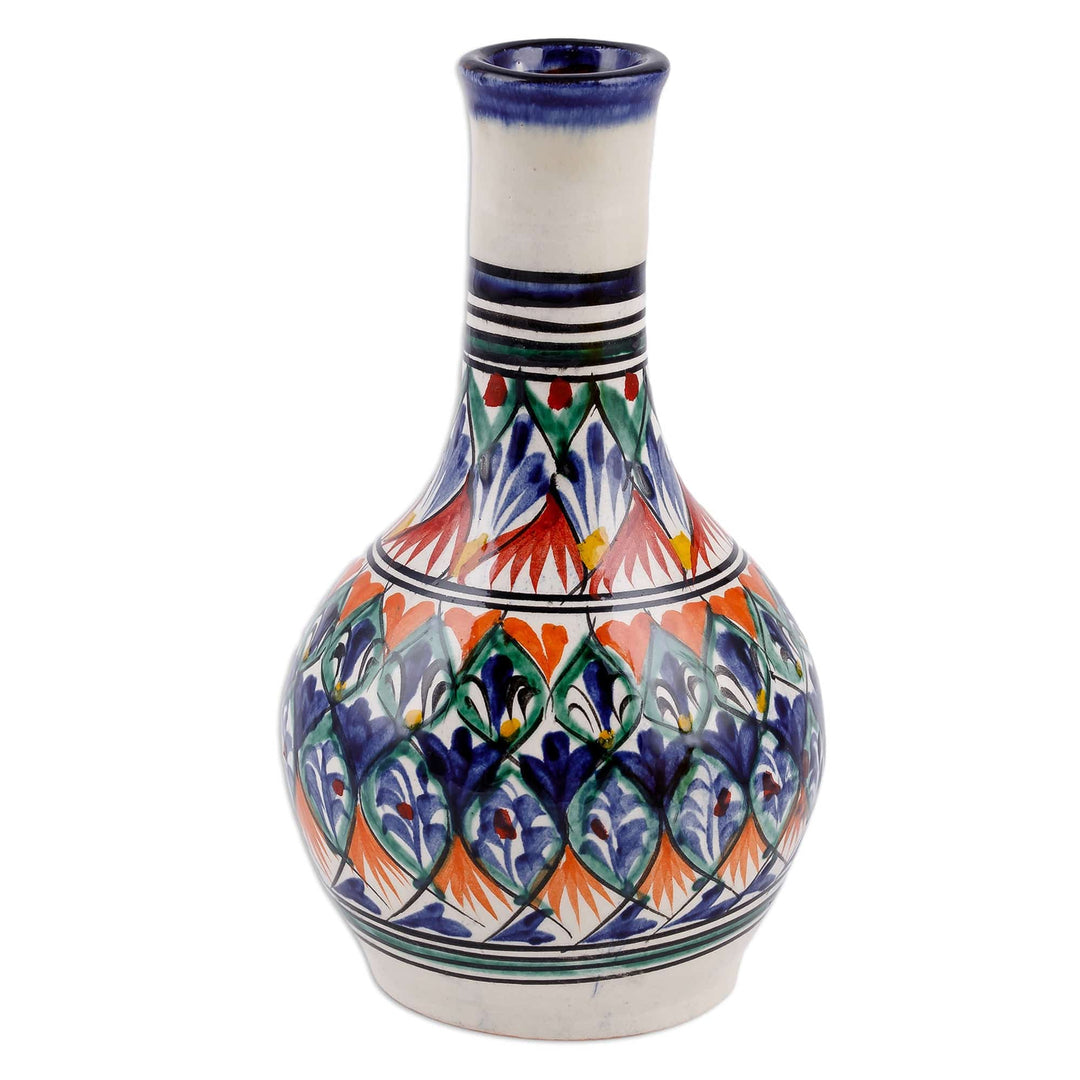 Hand-Painted Royal Blue Glazed Ceramic Bud Vase - Royal Rishtan