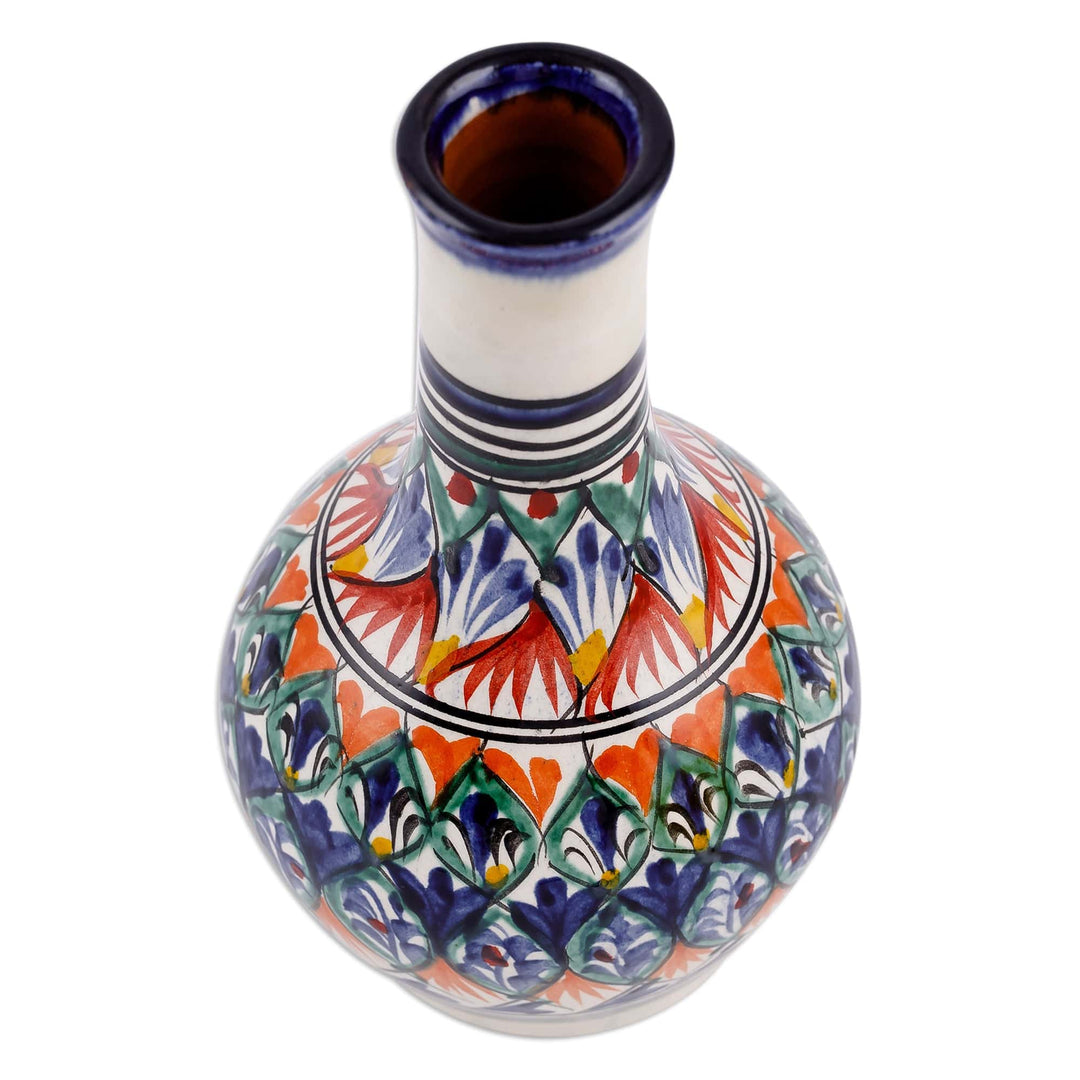 Hand-Painted Royal Blue Glazed Ceramic Bud Vase - Royal Rishtan