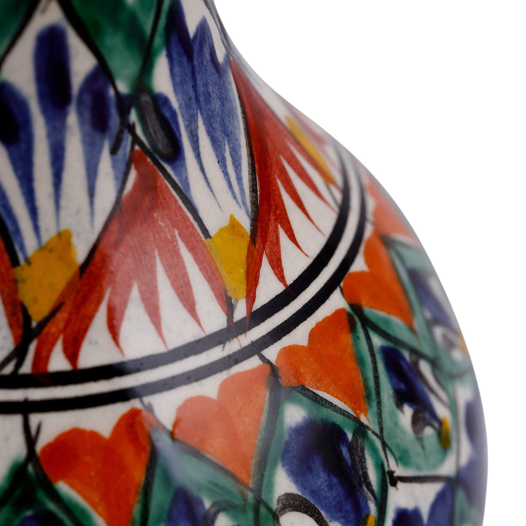 Hand-Painted Royal Blue Glazed Ceramic Bud Vase - Royal Rishtan