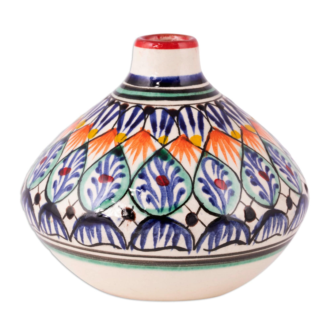 Colorful Glazed Ceramic Vase Hand-Painted in Uzbekistan - Uzbek Charm