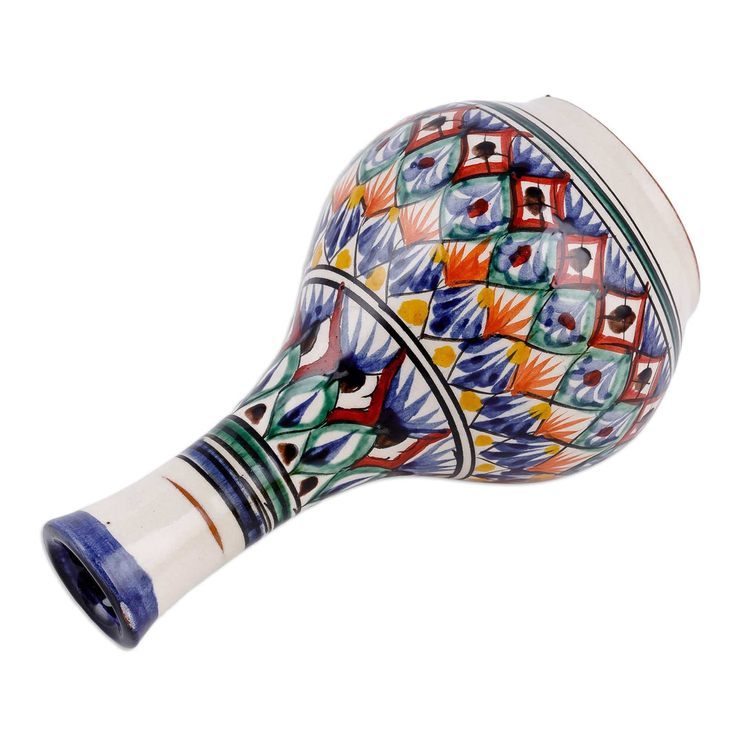 Hand-Painted Royal Blue Glazed Ceramic Bottle Vase - Royal Blue Desire