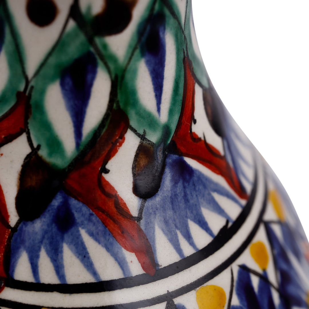 Hand-Painted Royal Blue Glazed Ceramic Bottle Vase - Royal Blue Desire