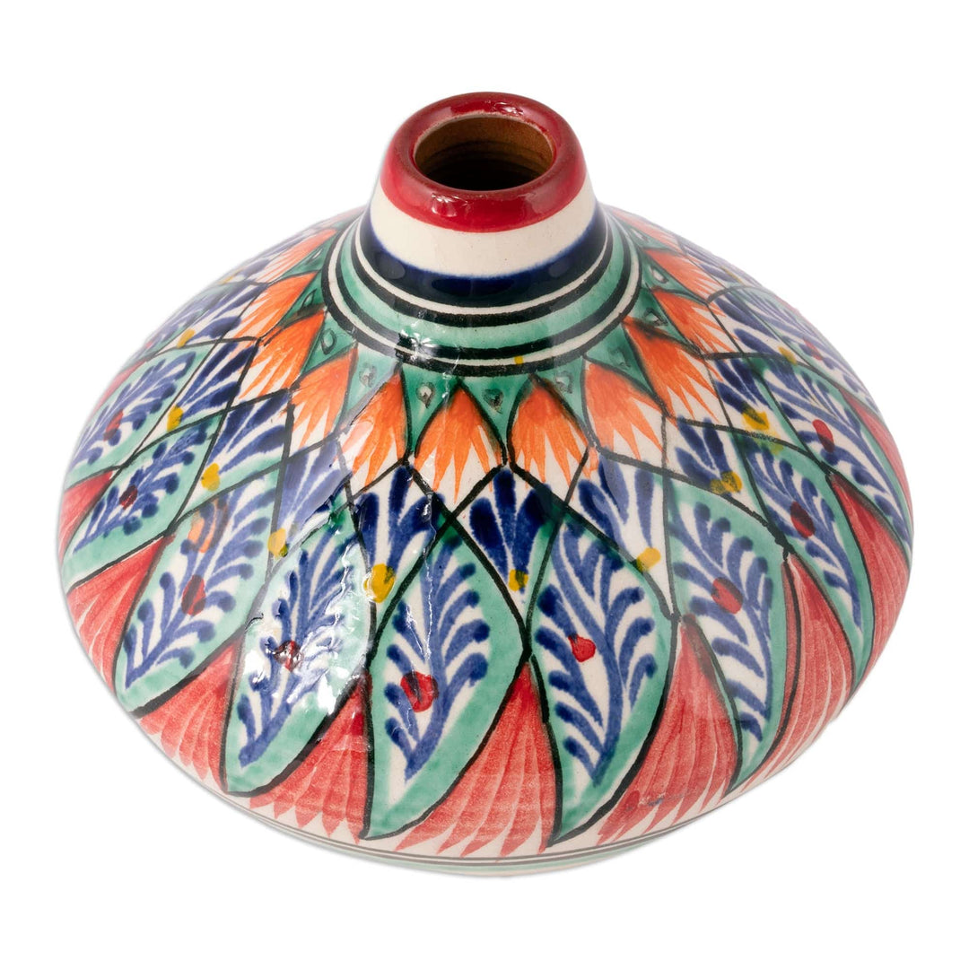 Glazed Ceramic Vase with Hand-Painted Motifs from Uzbekistan - Uzbek Delight