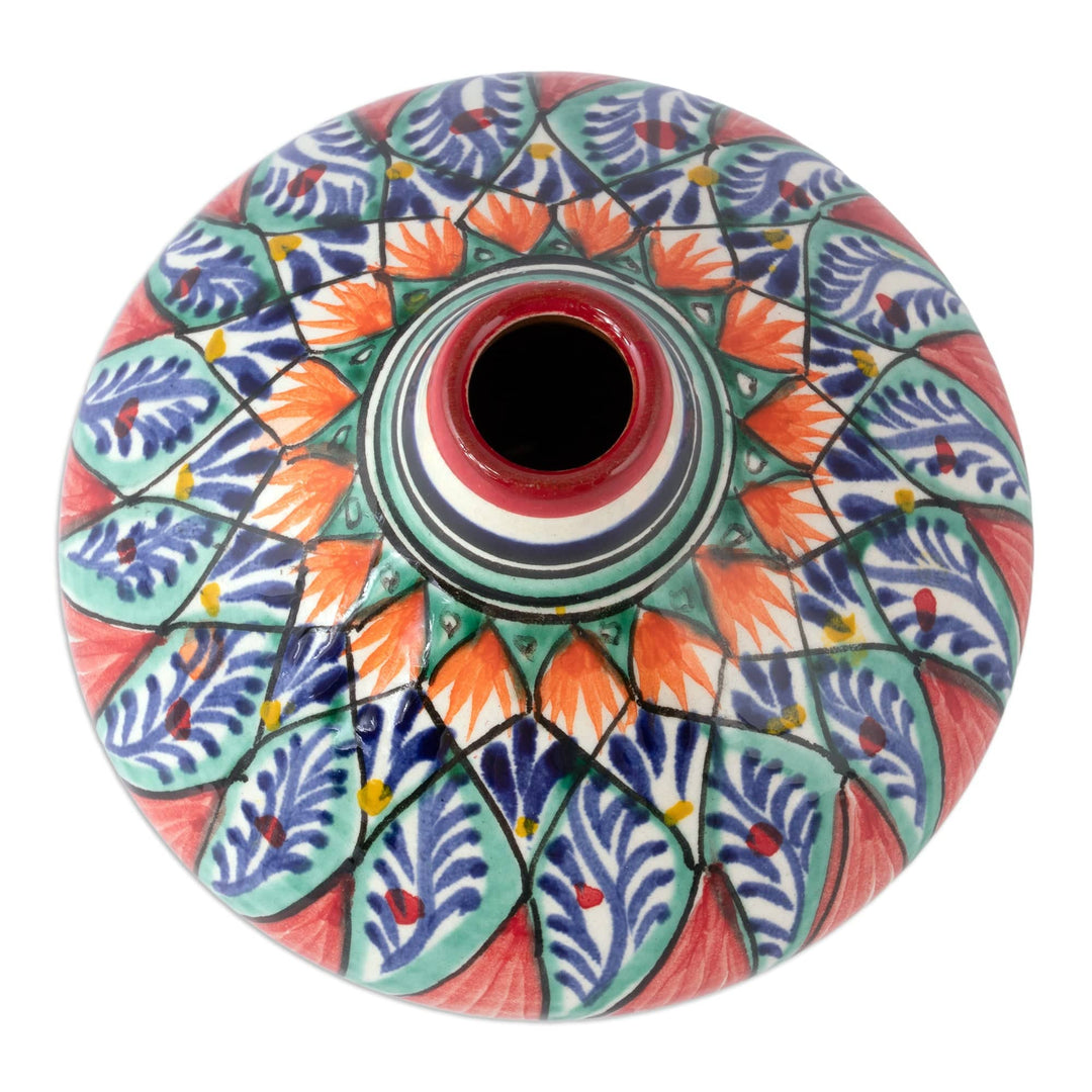 Glazed Ceramic Vase with Hand-Painted Motifs from Uzbekistan - Uzbek Delight