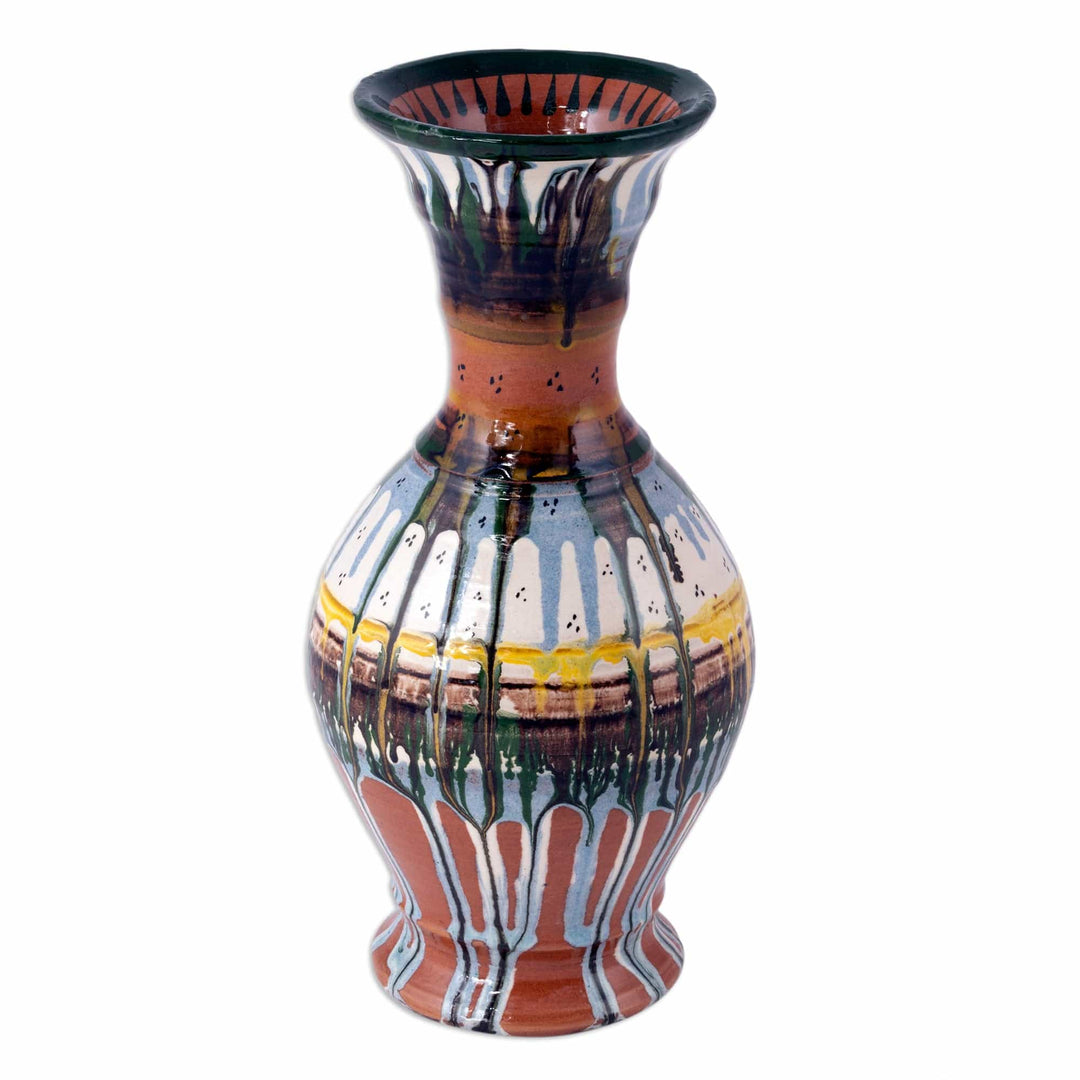 Modern Uzbek Glazed Ceramic Vase with Hand-Painted Motifs - Uzbek Modern