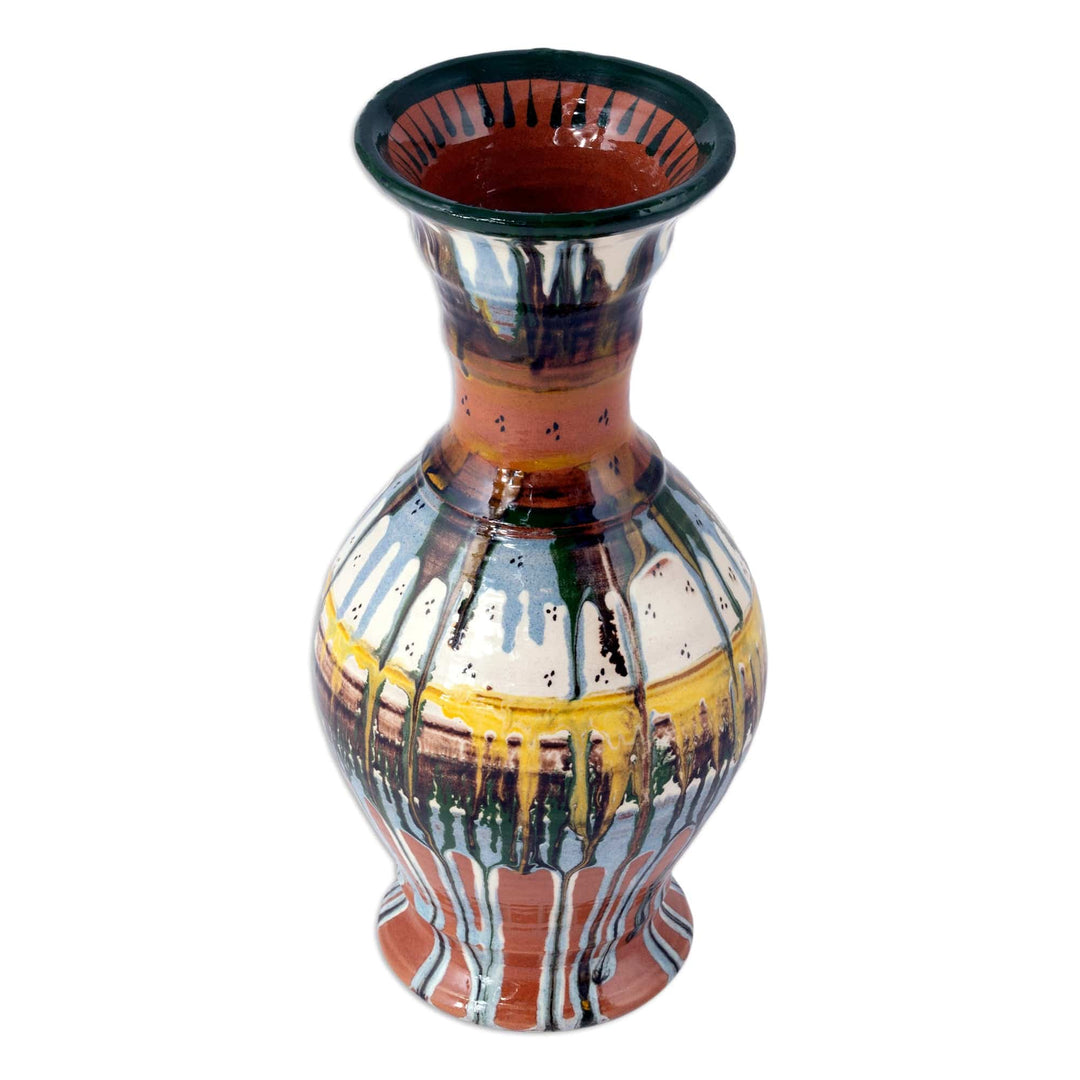 Modern Uzbek Glazed Ceramic Vase with Hand-Painted Motifs - Uzbek Modern