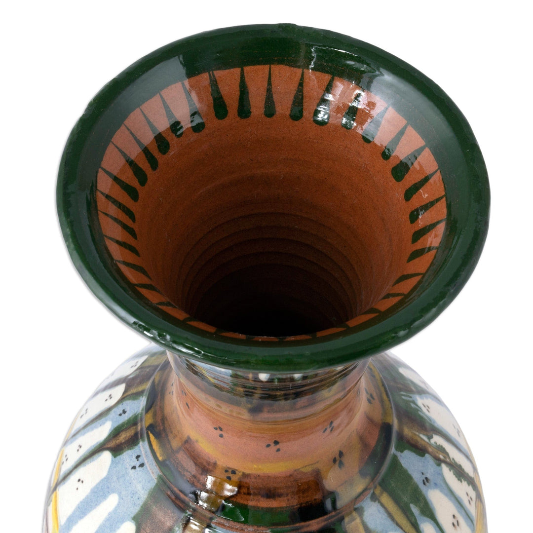 Modern Uzbek Glazed Ceramic Vase with Hand-Painted Motifs - Uzbek Modern
