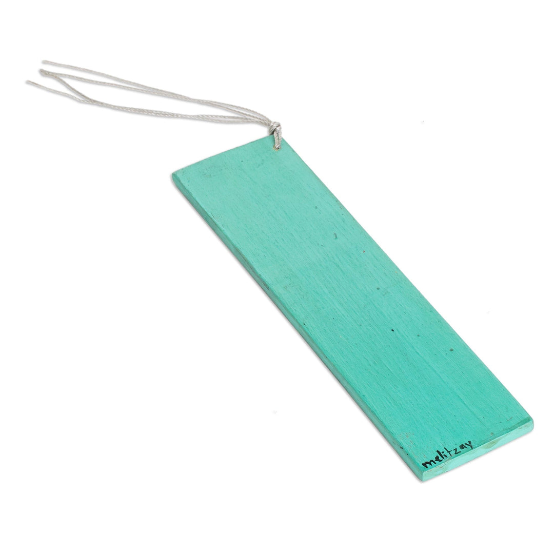 Hand-Painted Cedar Wood Antique Door Bookmark in Turquoise - Vintage Door in Teal