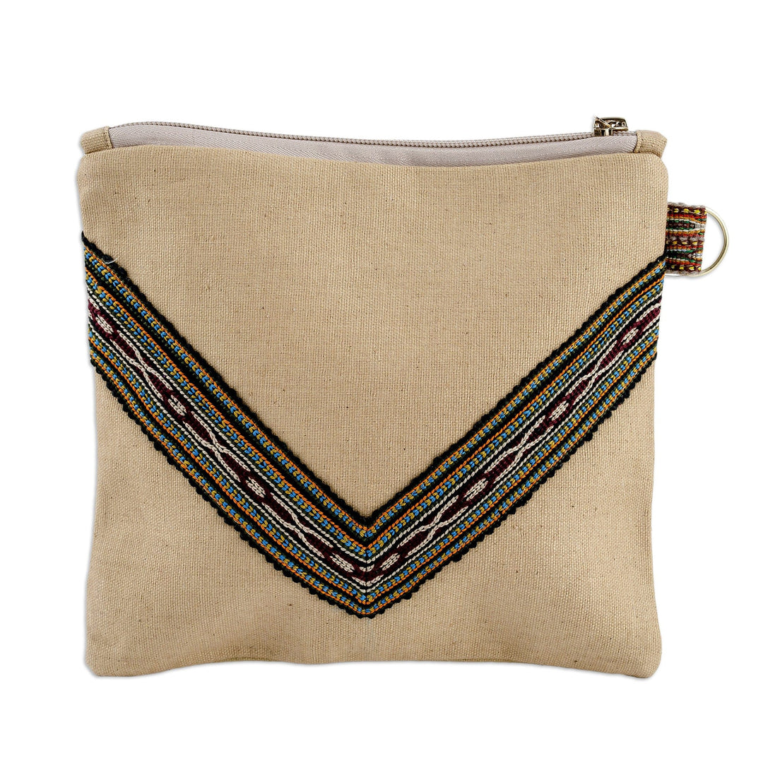 Uzbek Cotton Cosmetic Bag with Hand Embroidered Motifs - Precious Beauty