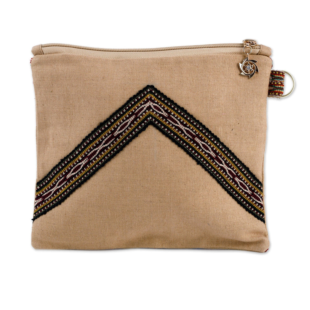 Uzbek Hand-Embroidered Cotton Floral and Leaf Toiletry Case - Precious Garden