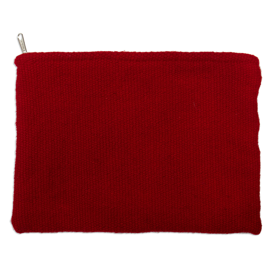 Hand-Woven Hand-Embroidered Wool Cosmetic Bag with Dragonfly - Andean Dragonfly
