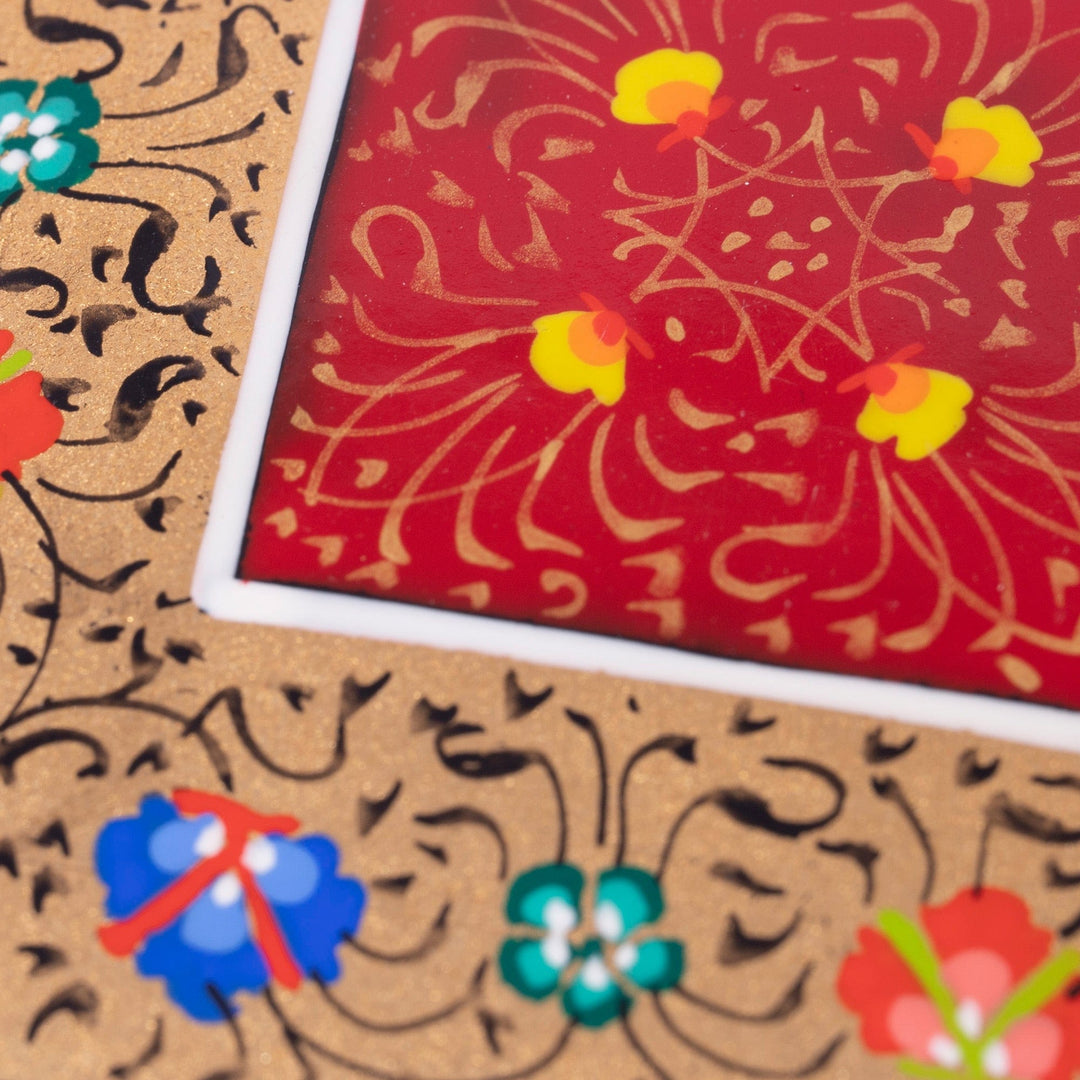 Handcrafted Lacquered Golden and Red Walnut Wood Jewelry Box - The Golden-Red Secret