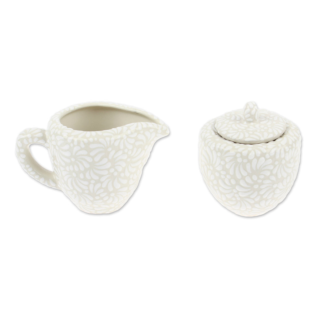 Floral Ceramic Creamer and Sugar Bowl Set (2 Pieces) - Divine Spring