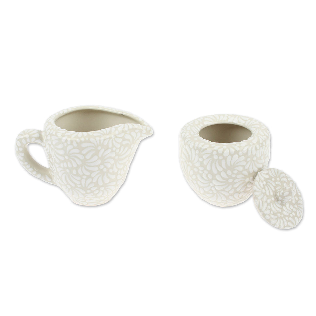Floral Ceramic Creamer and Sugar Bowl Set (2 Pieces) - Divine Spring