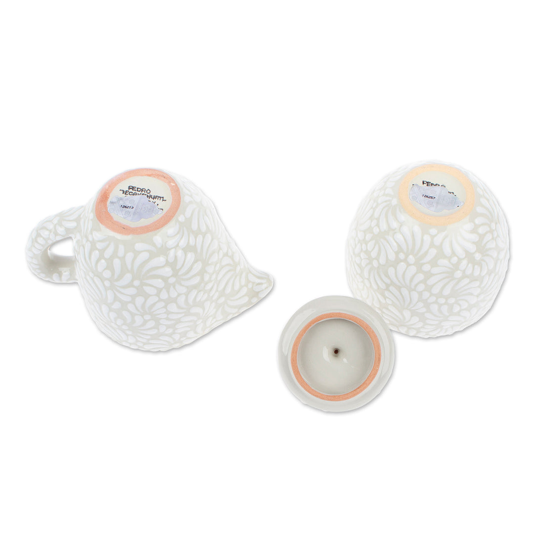 Floral Ceramic Creamer and Sugar Bowl Set (2 Pieces) - Divine Spring
