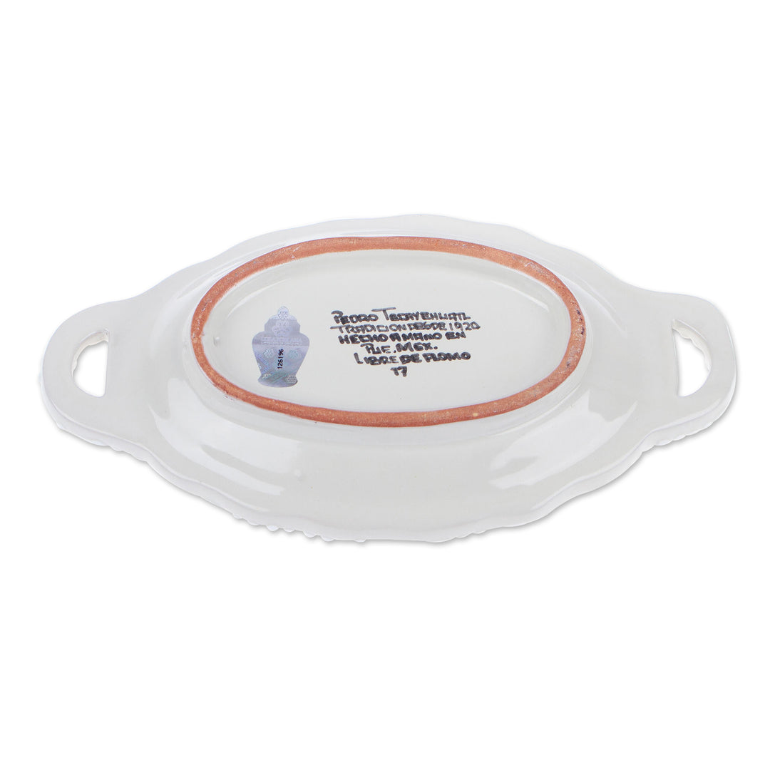 Handcrafted Floral Beige and Ivory Ceramic Butter Dish - Empyreal Spring