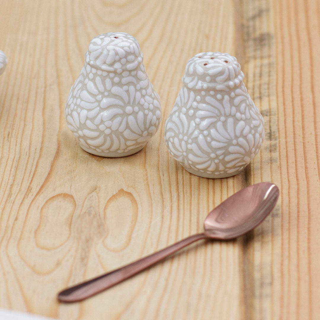 Beige and Ivory Ceramic Salt and Pepper Set (2 pieces) - Sublime Spring