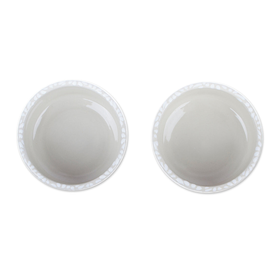Handcrafted Beige and Ivory Ceramic Condiment Bowls (Pair) - Olympian Spring