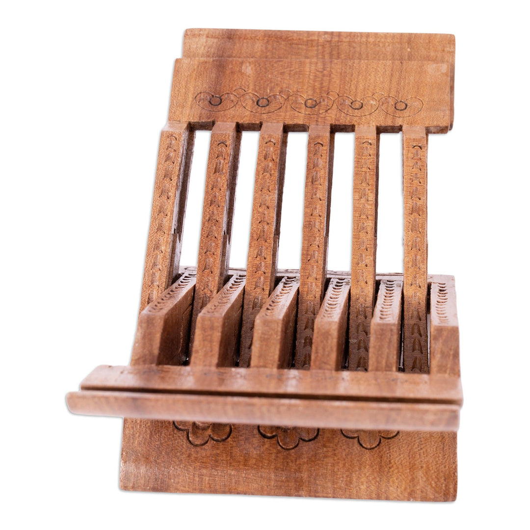Handcrafted Elm Tree Wood Book Holder in a Polished Finish - Stories from the Silk Road