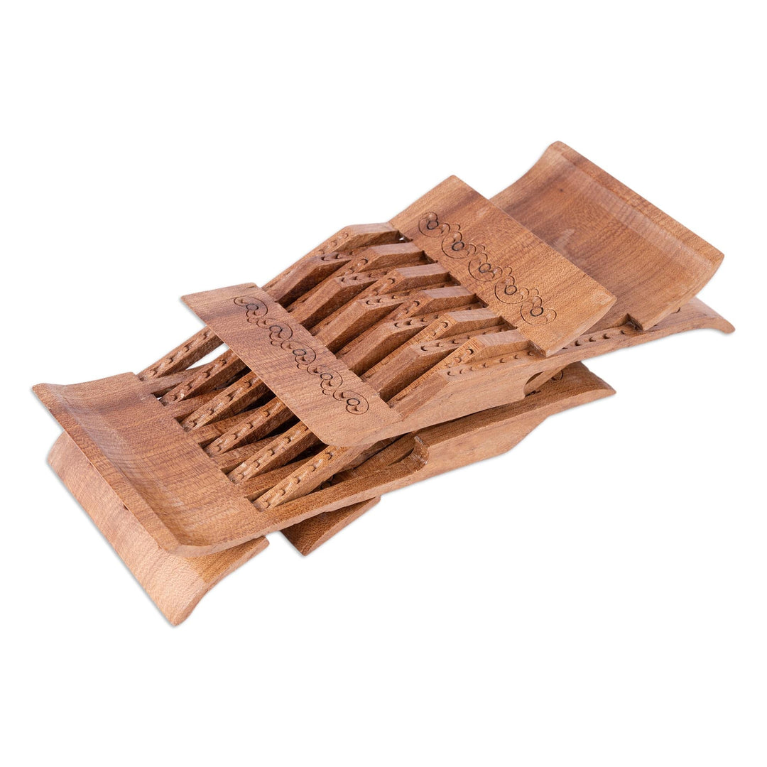 Handcrafted Elm Tree Wood Book Holder in a Polished Finish - Stories from the Silk Road