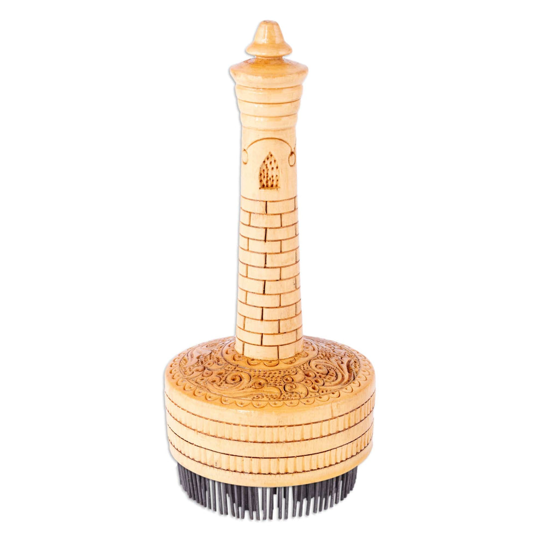 Hand-Carved Elm Tree Wood Bread Stamp with Floral Figure - Floral Caress