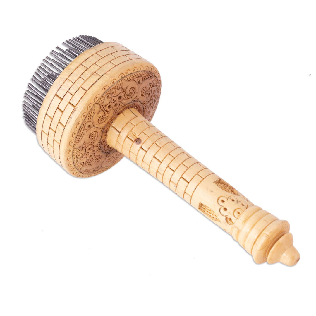 Hand-Carved Elm Tree Wood Bread Stamp with Swirly Figure - Swirly Caress