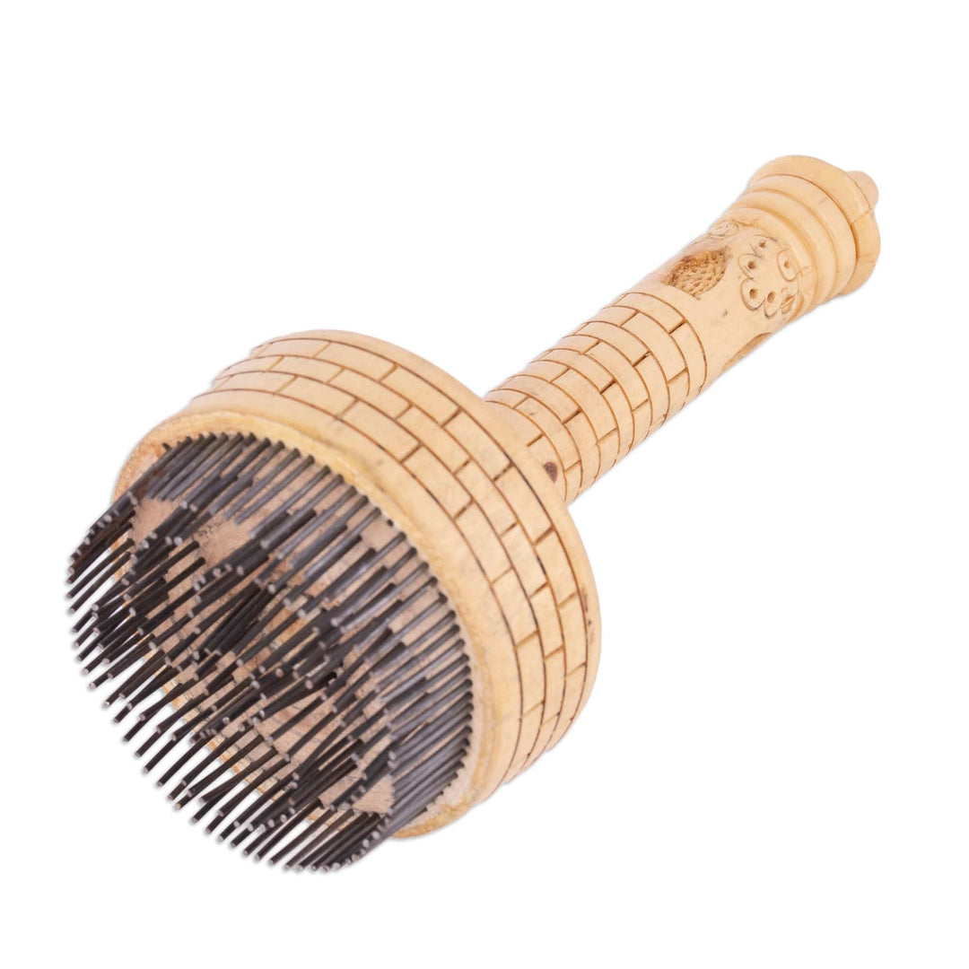Hand-Carved Elm Tree Wood Bread Stamp with Swirly Figure - Swirly Caress