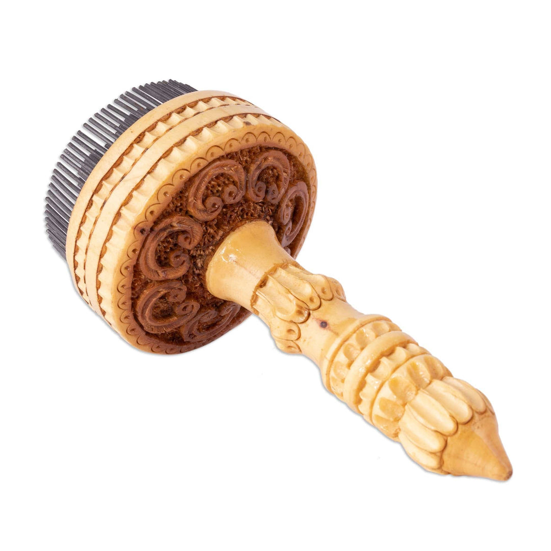 Hand-Carved Elm Tree Wood Bread Stamp with Bloom Figure - Blooming Caress