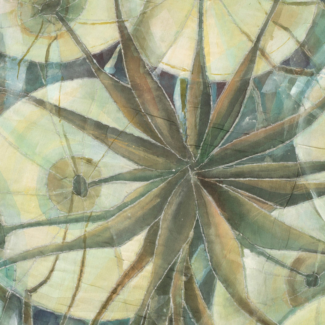 Hand-Painted Dandelion-Themed Wall Hanging in Green Hues - Dandelions