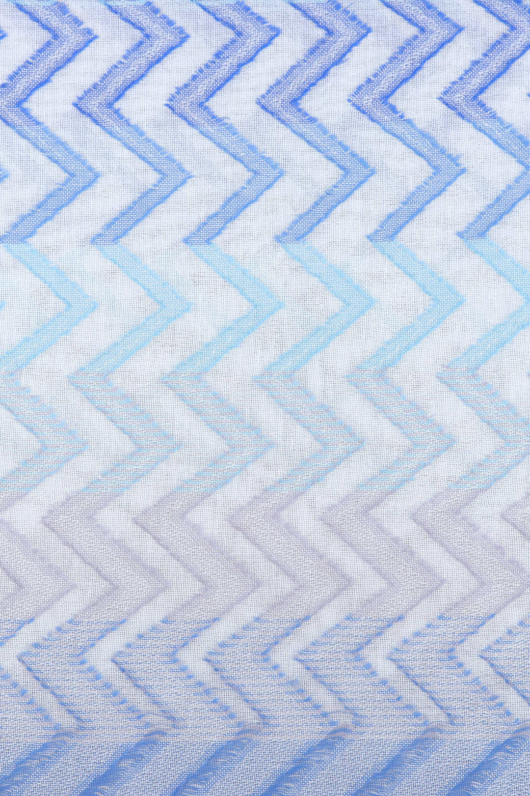 Chevron-Patterned Handwoven Iris and Periwinkle Cotton Shawl - Iris Tide