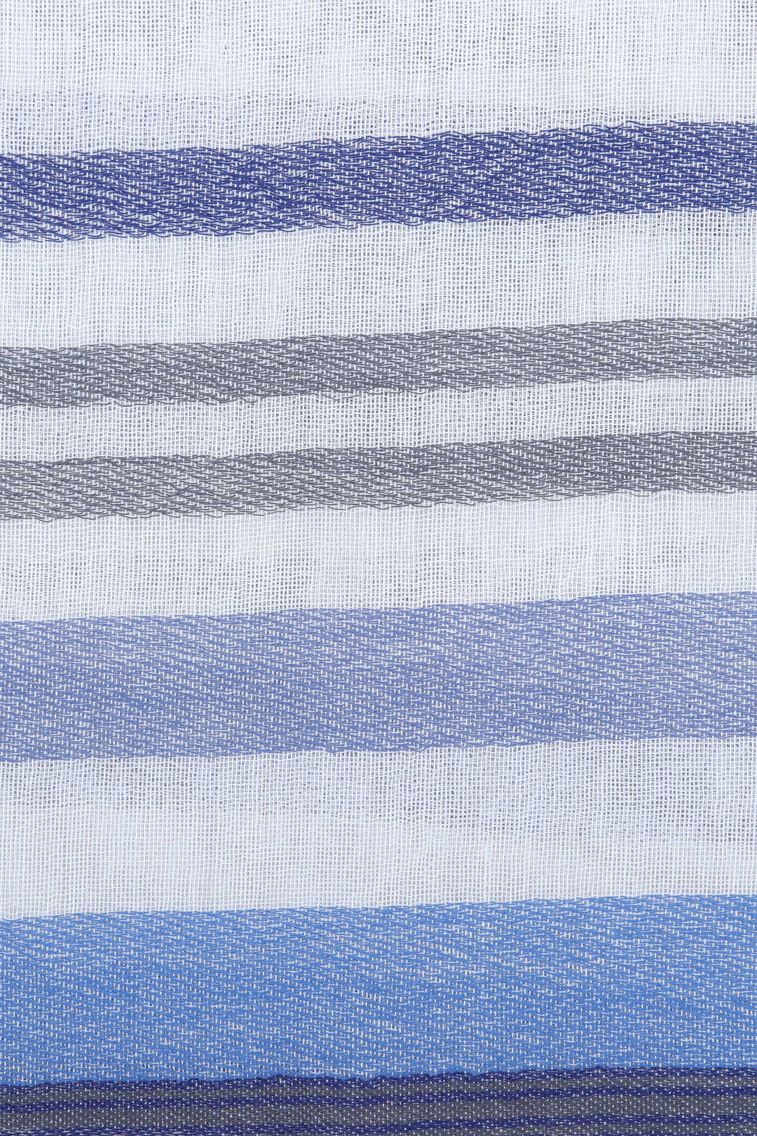 Handloomed Cotton Shawl with Blue and Grey Pattern - Sea Passages