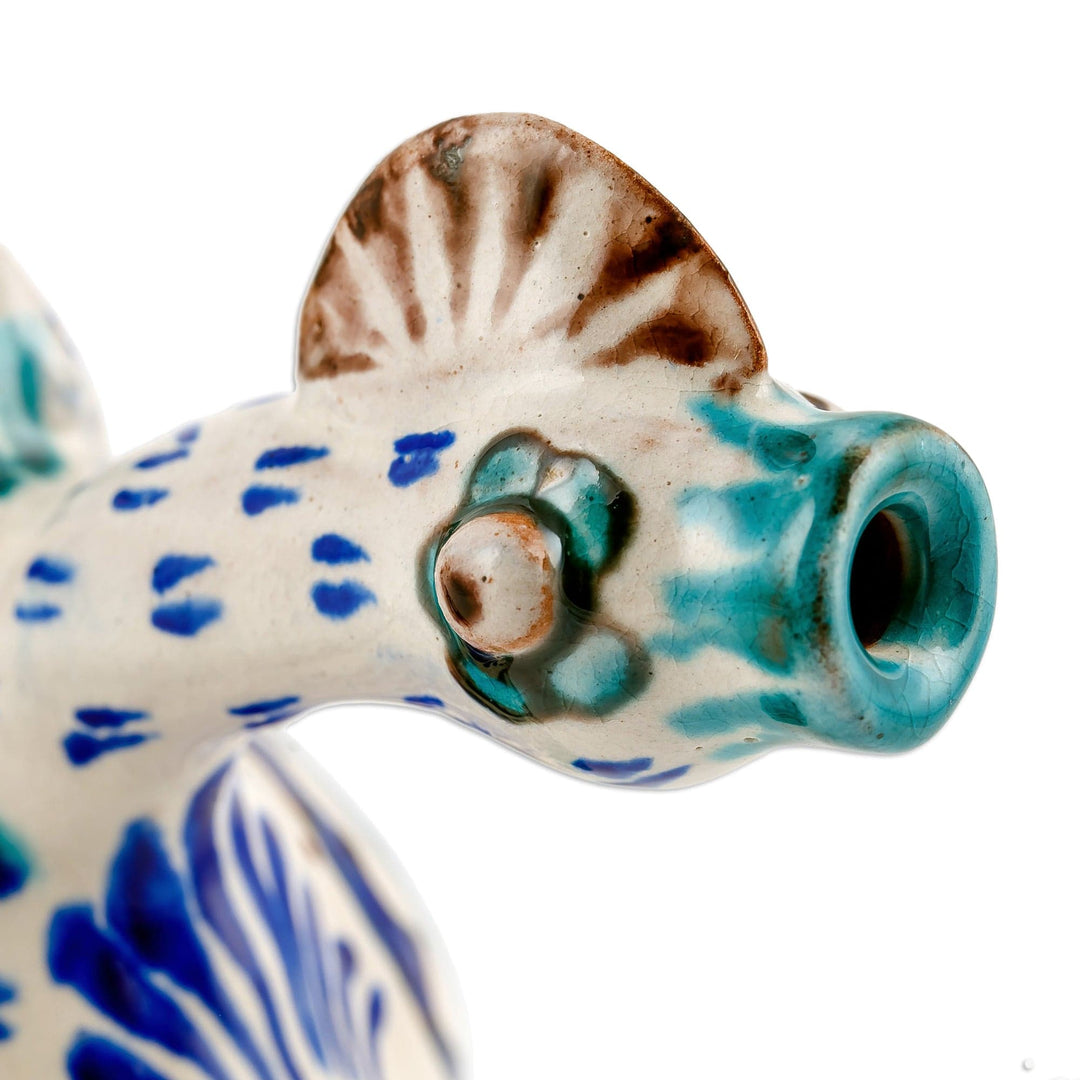 Uzbek Hand-Painted Ceramic Duck-Shaped Whistling Vessel - Duck Sounds
