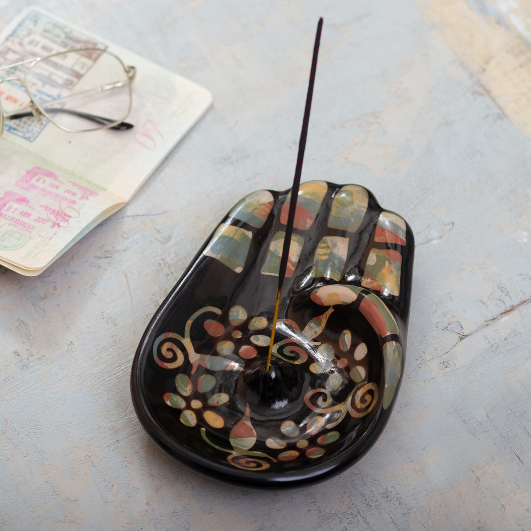 Colorful Handcrafted Hamsa Amulet Ceramic Incense Holder - Colorful Hamsa