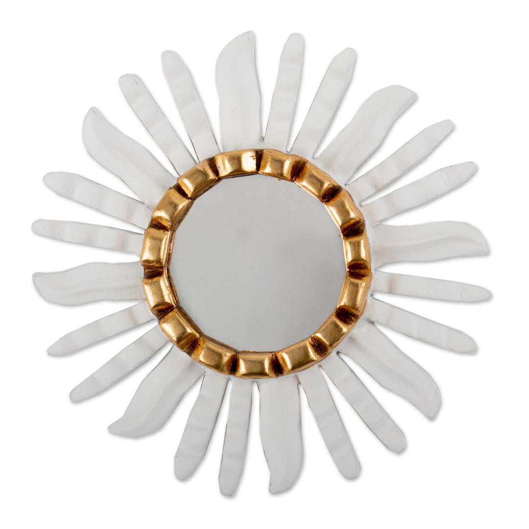 Antiqued Sun-Themed Bronze Gilded Wood Wall Mirror from Peru - Sun Fest